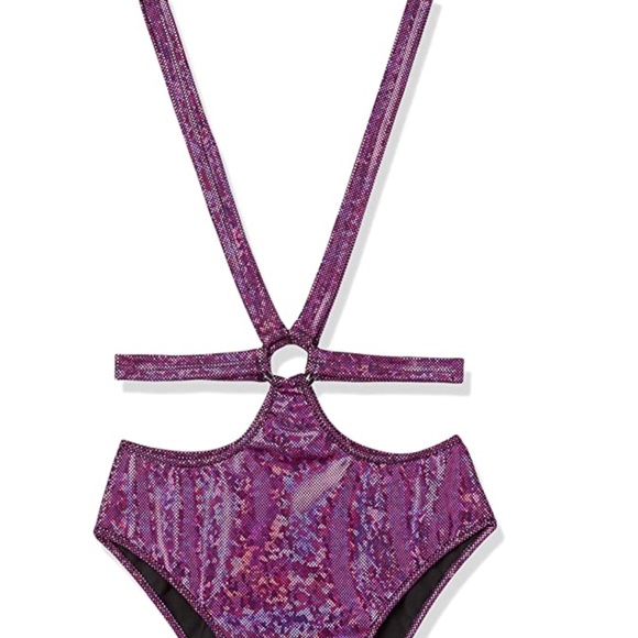 Rave Festival Purple Iridescent Strappy Romper - L - Picture 3 of 5
